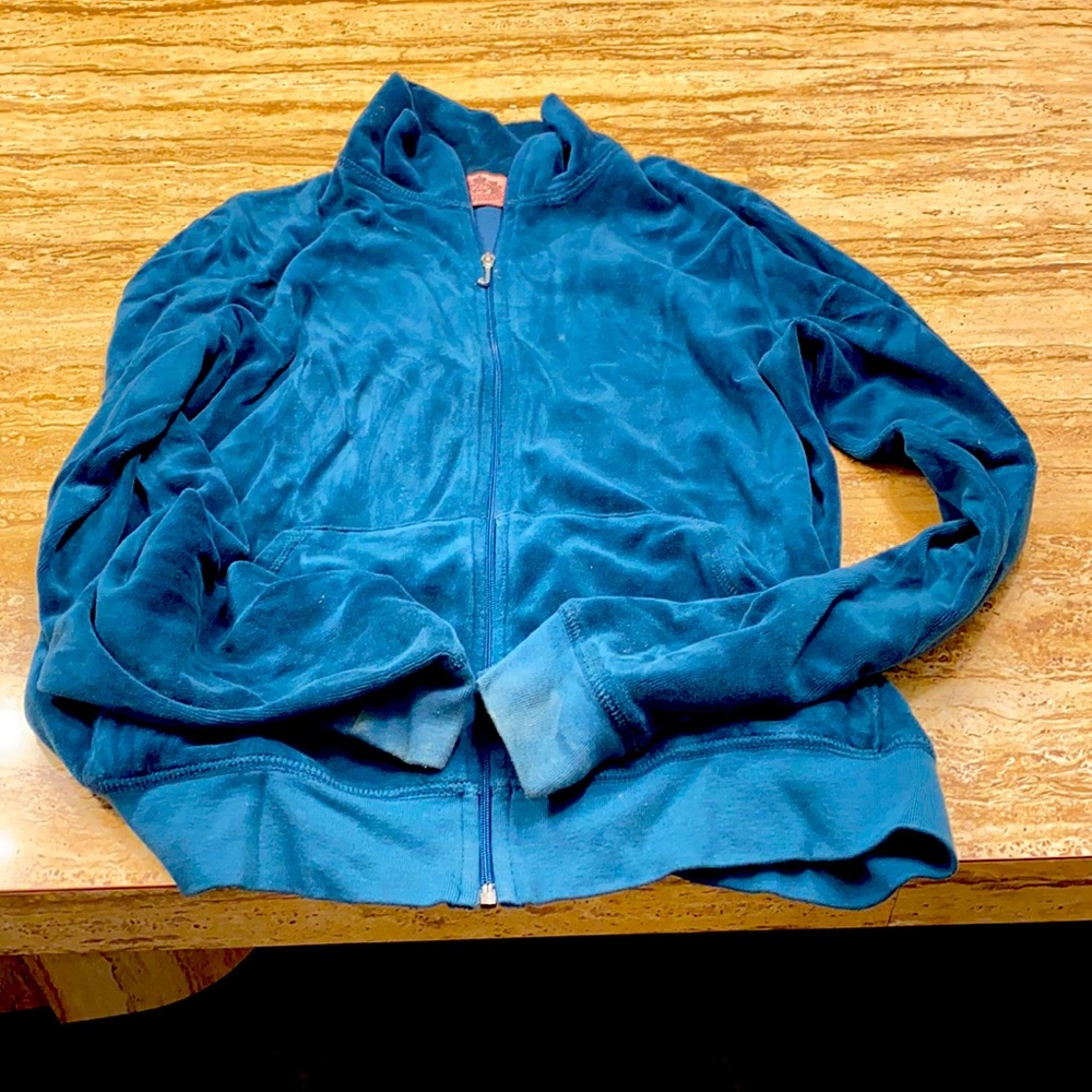 Juicy Couture Green velvet zipper jacket.